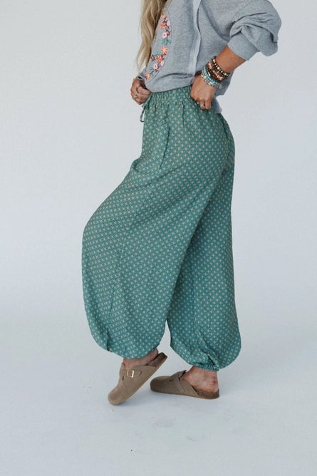 Mystic Mirage Printed Joggers - Teal