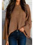 Hollowed Detail Wide Sleeve Loose Pullover Sweater