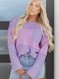 Phalaenopsis Thermal Knit Contrast Textured Long Sleeve Top