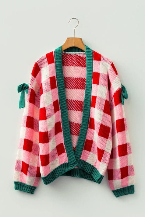 Plaid Knit Bow Sweater