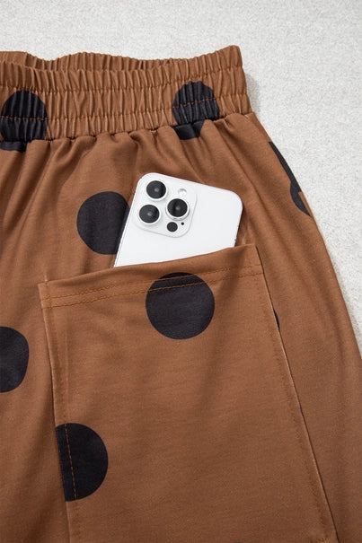 Polka Dot Wide Leg Elastic Waist Pants