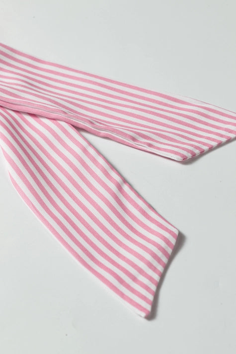 Floral Print Striped Detail Knot Straps Maxi Dress