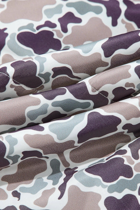 Camouflage Puffer Zip-Up Stand Neck Sleeveless Vest