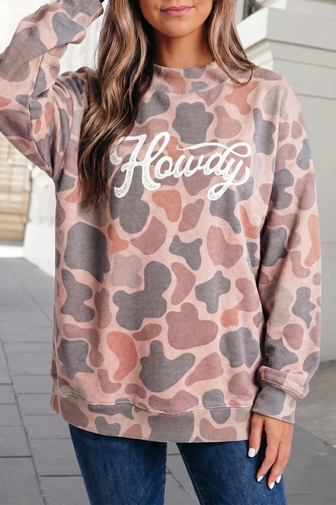 Camo Letter Long Sleeve Sweatshirt
