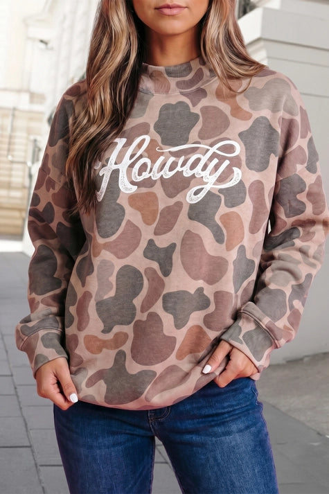 Camo Letter Long Sleeve Sweatshirt