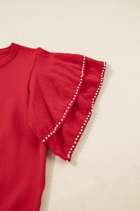 Ruffle Short Sleeve Sweater