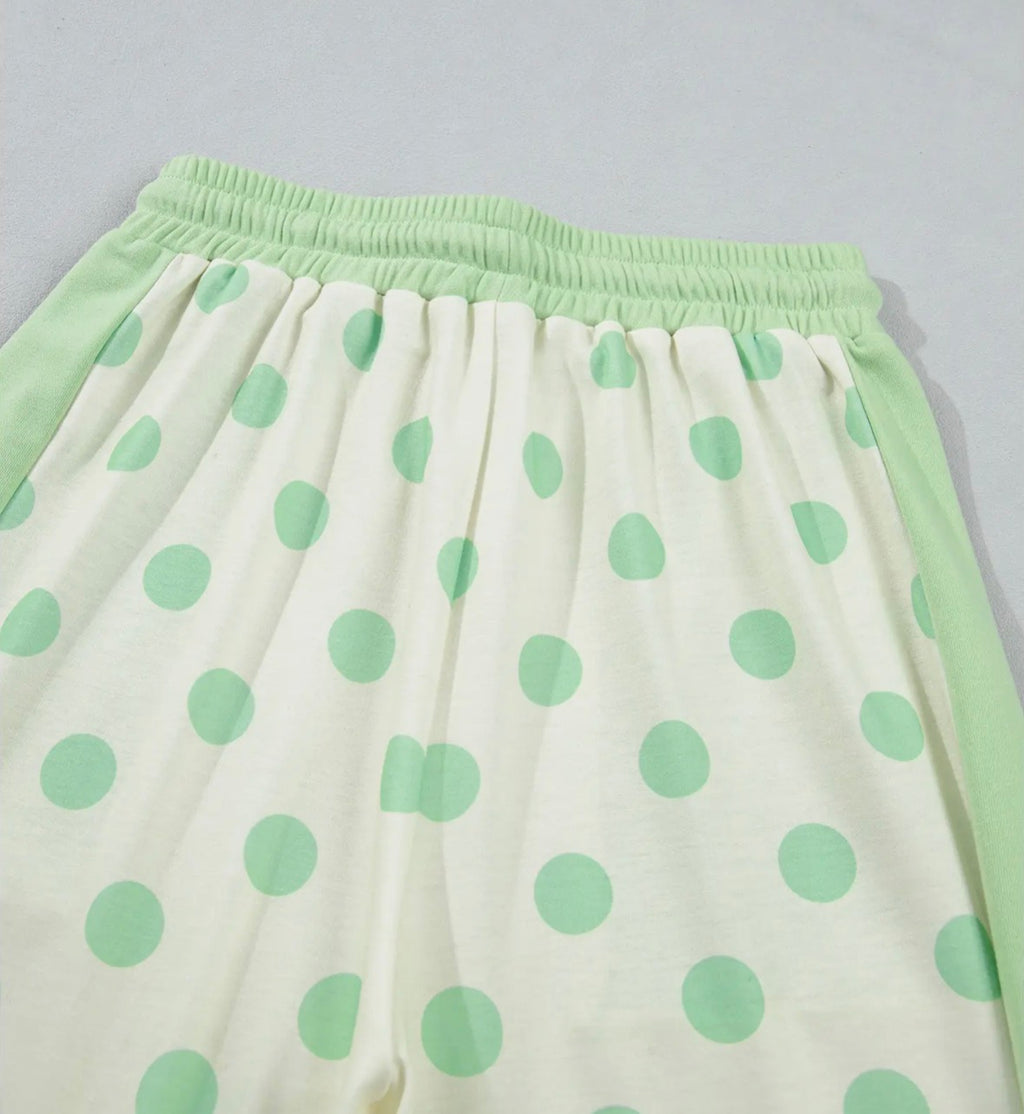 Polka Dot Top and High Waist Pants Set