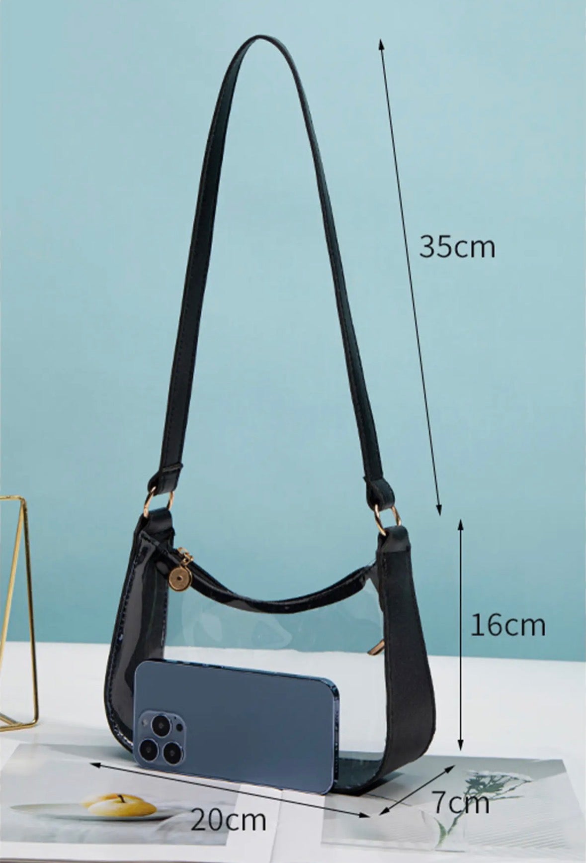 Stadium and Concert Leather Trim Clear Shoulder Bag