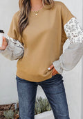 Floral Stripe Patchwork Crew Neck Sweatshirt