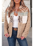 Fashion Western Patchwork Mock Neck Jacket