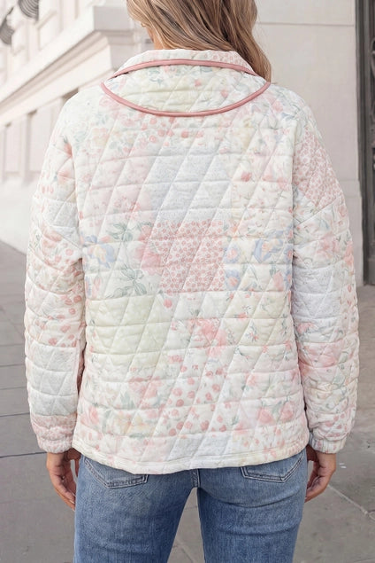 Floral Print Half Zip Oversized Pullover Sweatshirt
