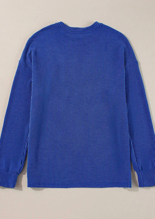 Banks Co and White Co. Game Day Corded Crewneck Long Sleeve Top