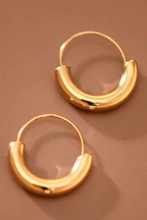 Gold Plated Waterproof Stainless Steel Hoop Earrings