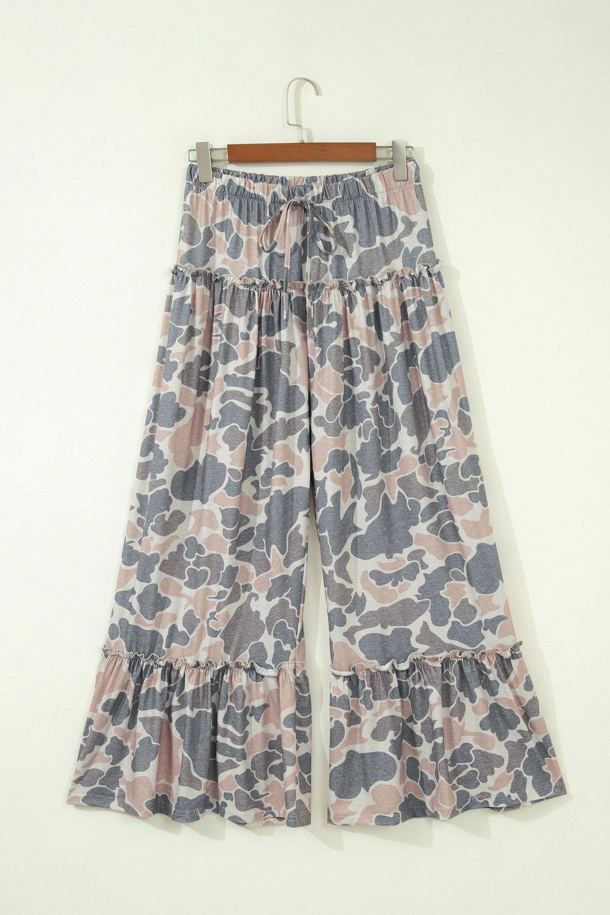 Camo Print Wide Leg Casual Pants