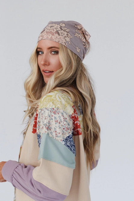 Sarah Floral Lace Headscarf