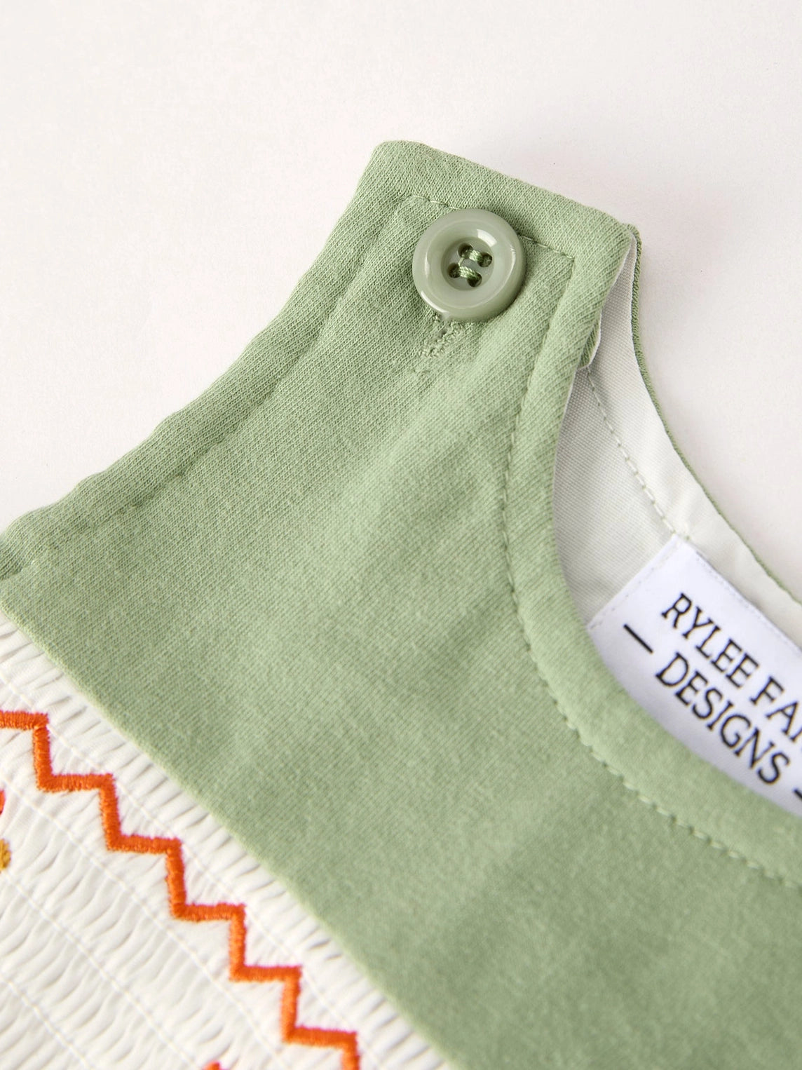 Fall Thanksgiving Bird Smock Embroidered Green Boys Romper