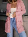 Light Pink Open Front Soft Fuzzy Ribbed Sweater Cardigan