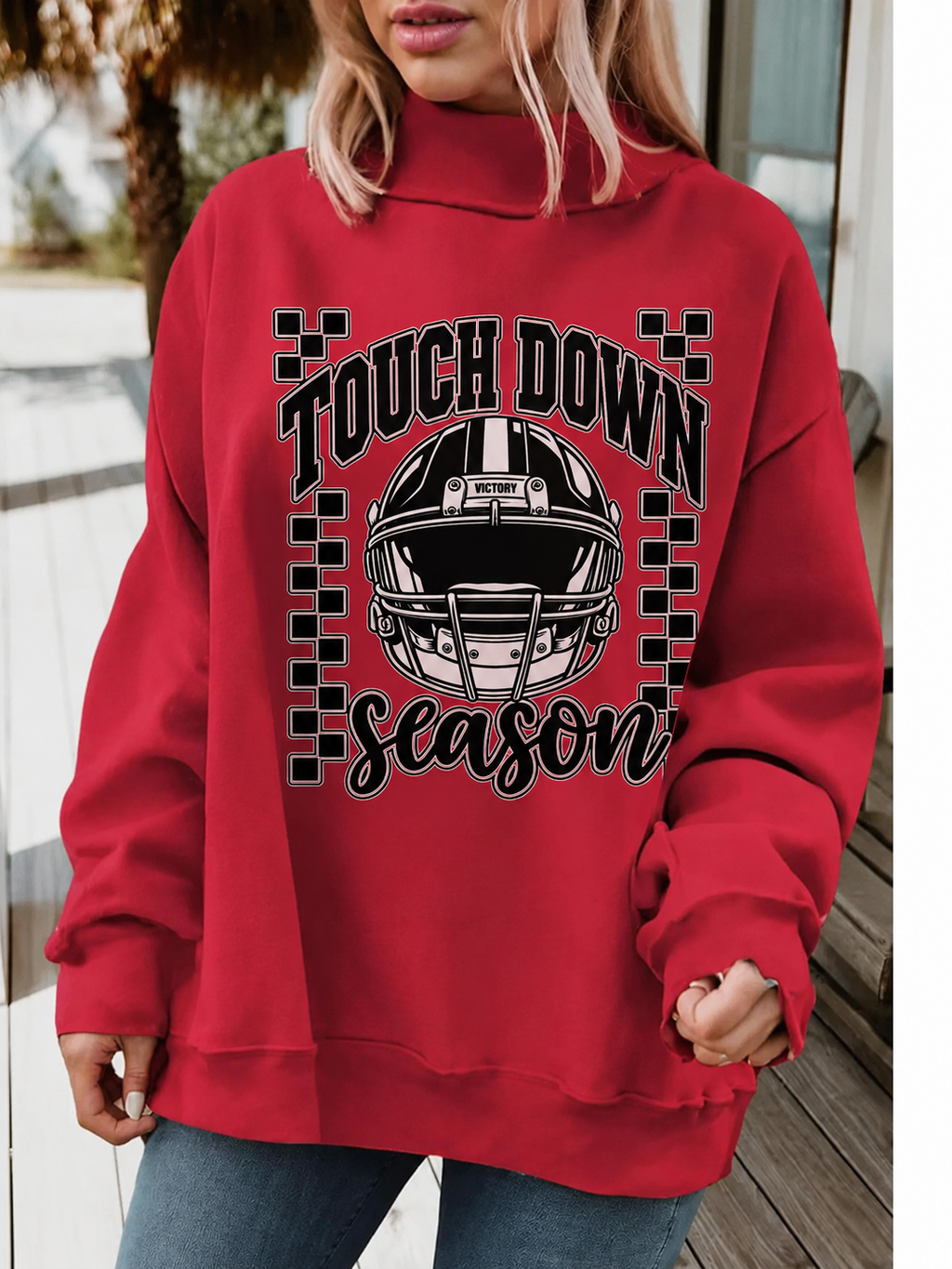 Touchdown Season Mock Neck Sweatshirt