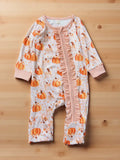 Pumpkin Printed Girls Baby Bodysuit.