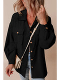 Solid Corduroy Button-Up Pocketed Shacket