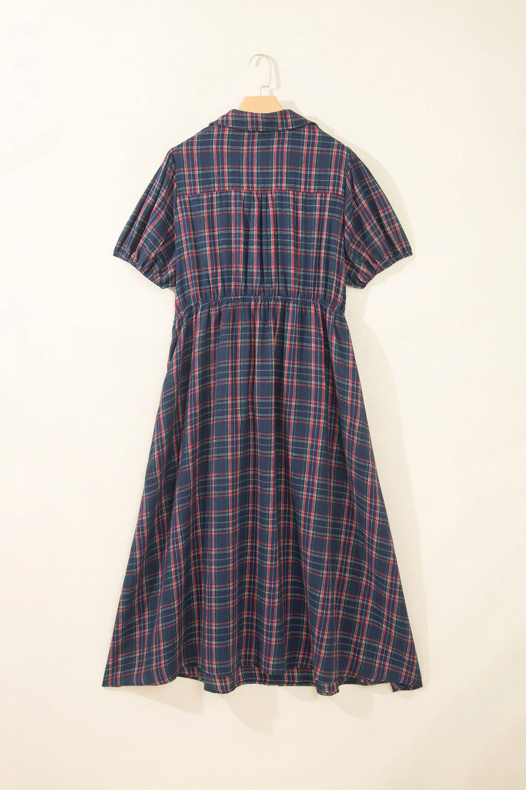 Plus Size Plaid V-Neck Belted Waist Maxi Dress
