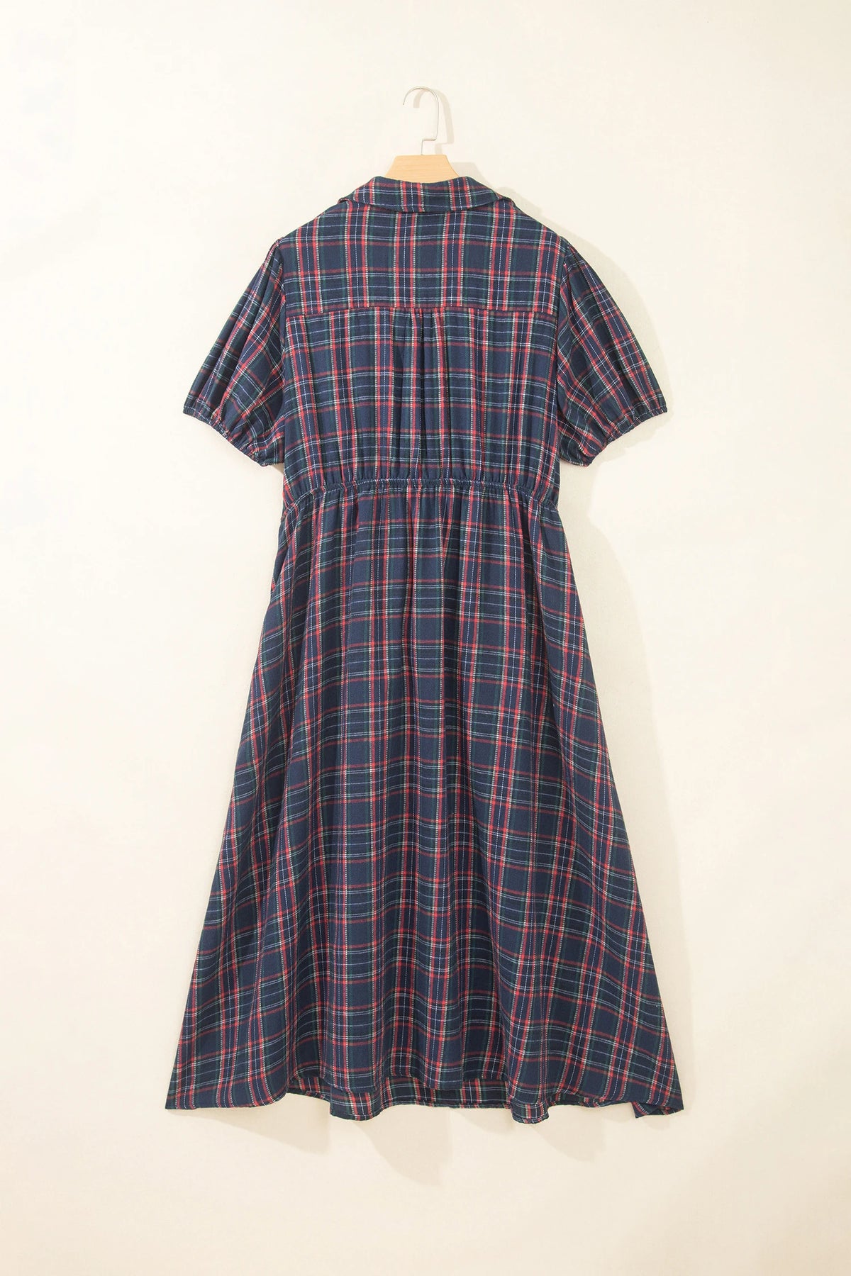 Plus Size Plaid V-Neck Belted Waist Maxi Dress