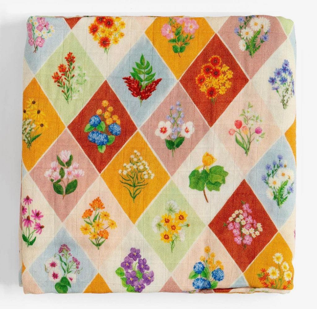 Vintage Blooms Muslin Baby Swaddle Blanket