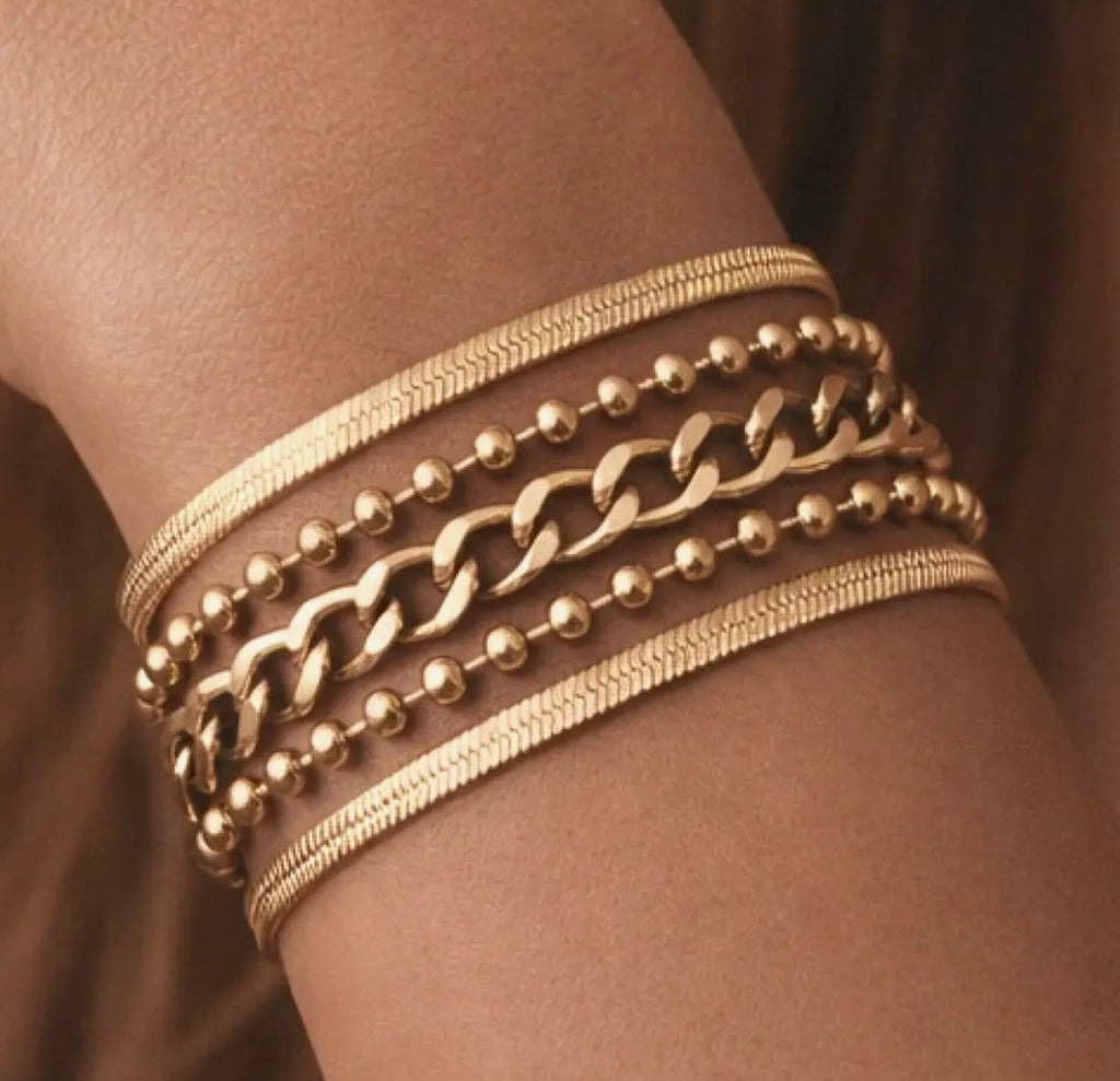 18K Gold Plated Waterproof Stainless Steel Chain Bracelet