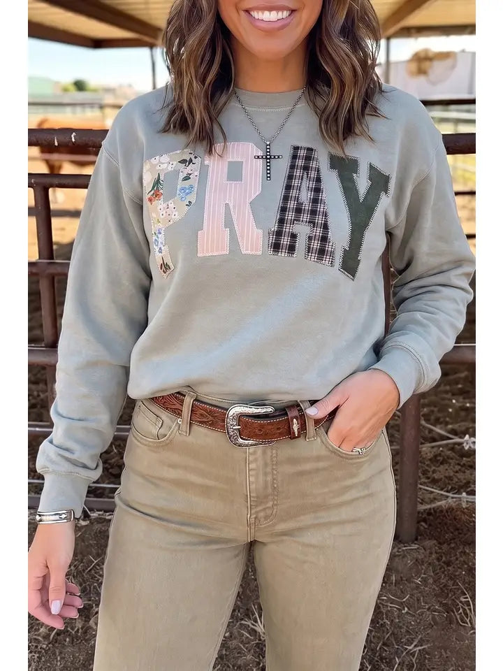 Embroidered Letter Patchwork Sweatshirt