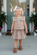 Brown Plaid Top & Skirt Girls Boutique Set