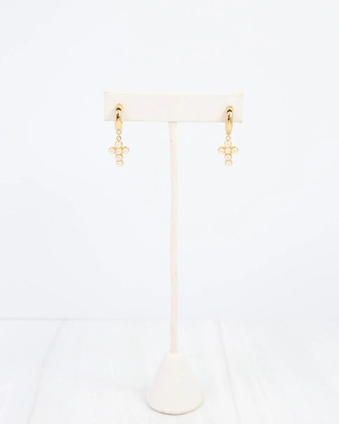 Starkville Cross Huggie Earring Gold