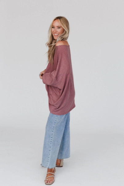 Sunday Stroll Oversized Tee - Mauve
