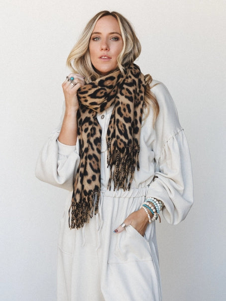 Wild Feeling Animal Print Scarf - Camel
