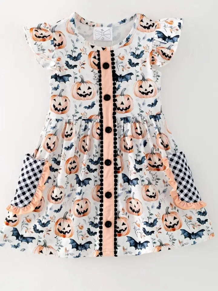 Orange Halloween Boo-Tique Pocket Dress