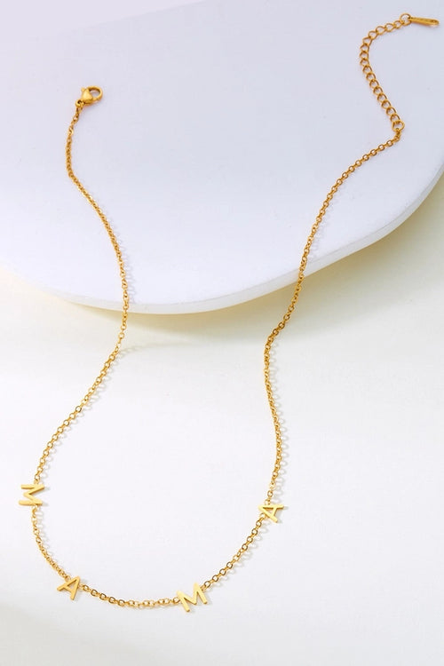 18K Gold Pvd Plated Stainless Steel Mama Necklace