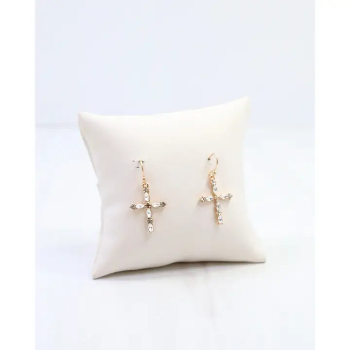 Albritton Pave Cross Earring Gold