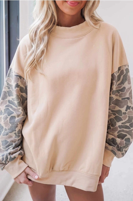Camo Mock Neck Sweatshirt
