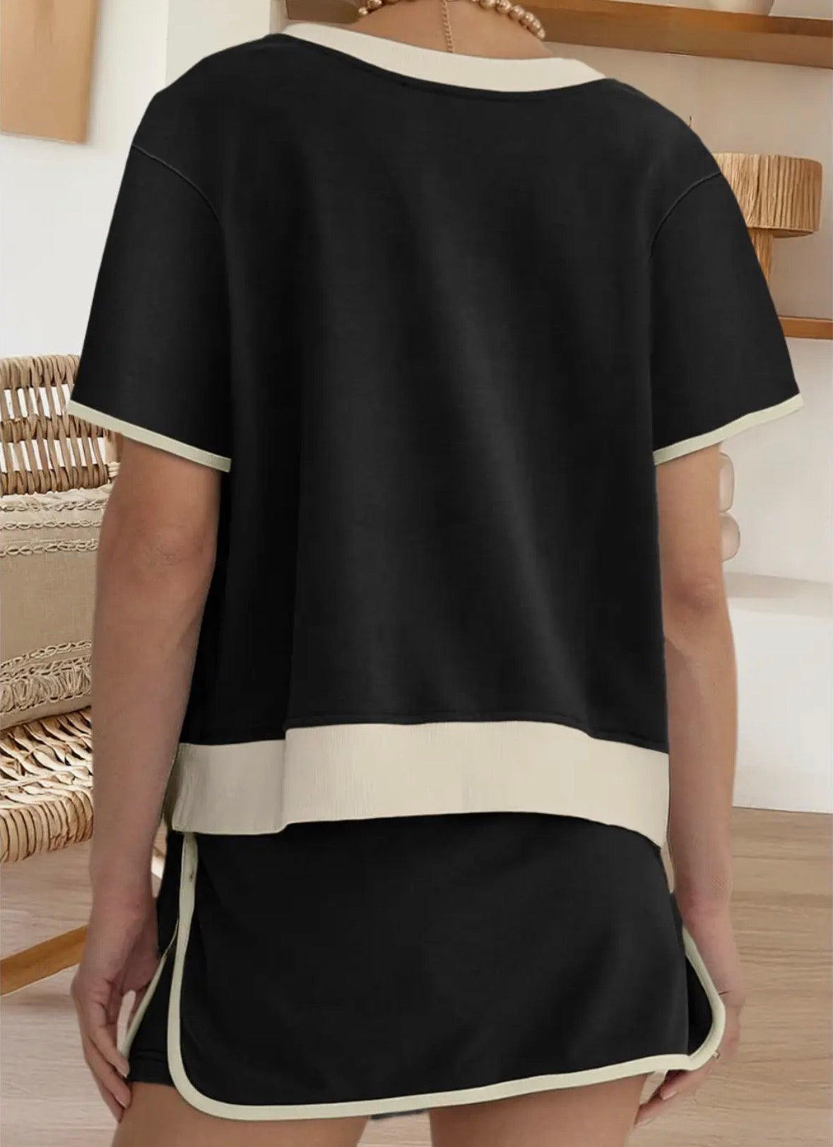 Colorblock Drop Shoulder Skort Set