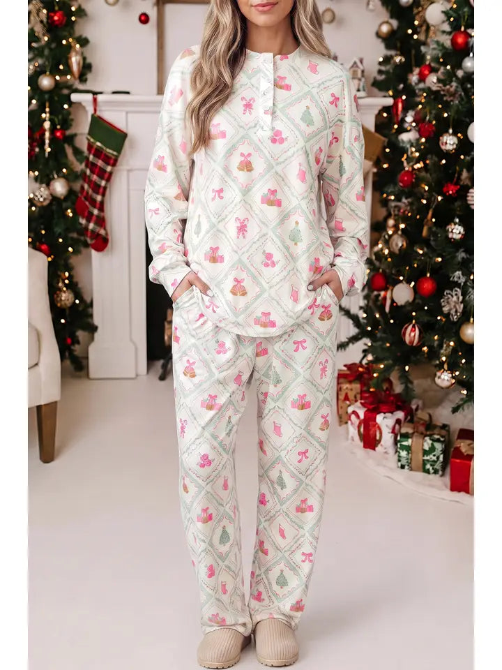Christmas Patchwork Lounge Pants Set