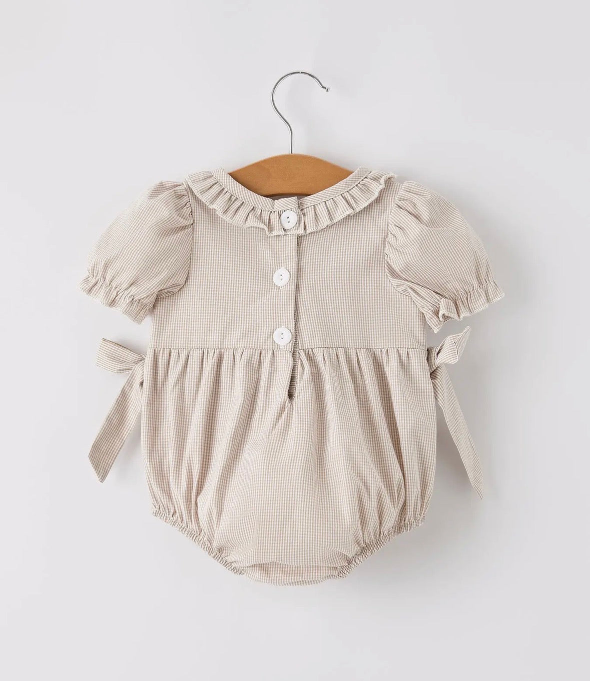 Fall Pumpkin Embroidery Smock Plaid Baby Girl Romper