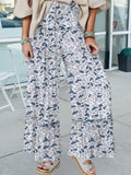 Beige Camo Print Wide Leg Casual Pants