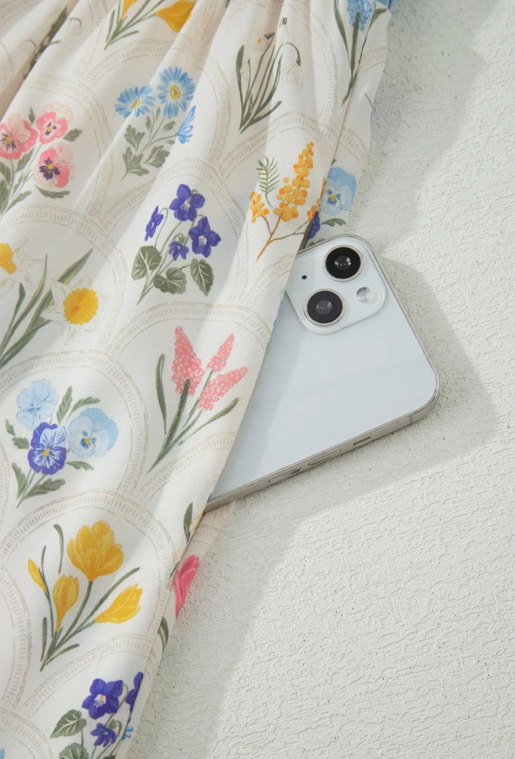 Floral Print Patchwork Square Neck Shirred Long Dress