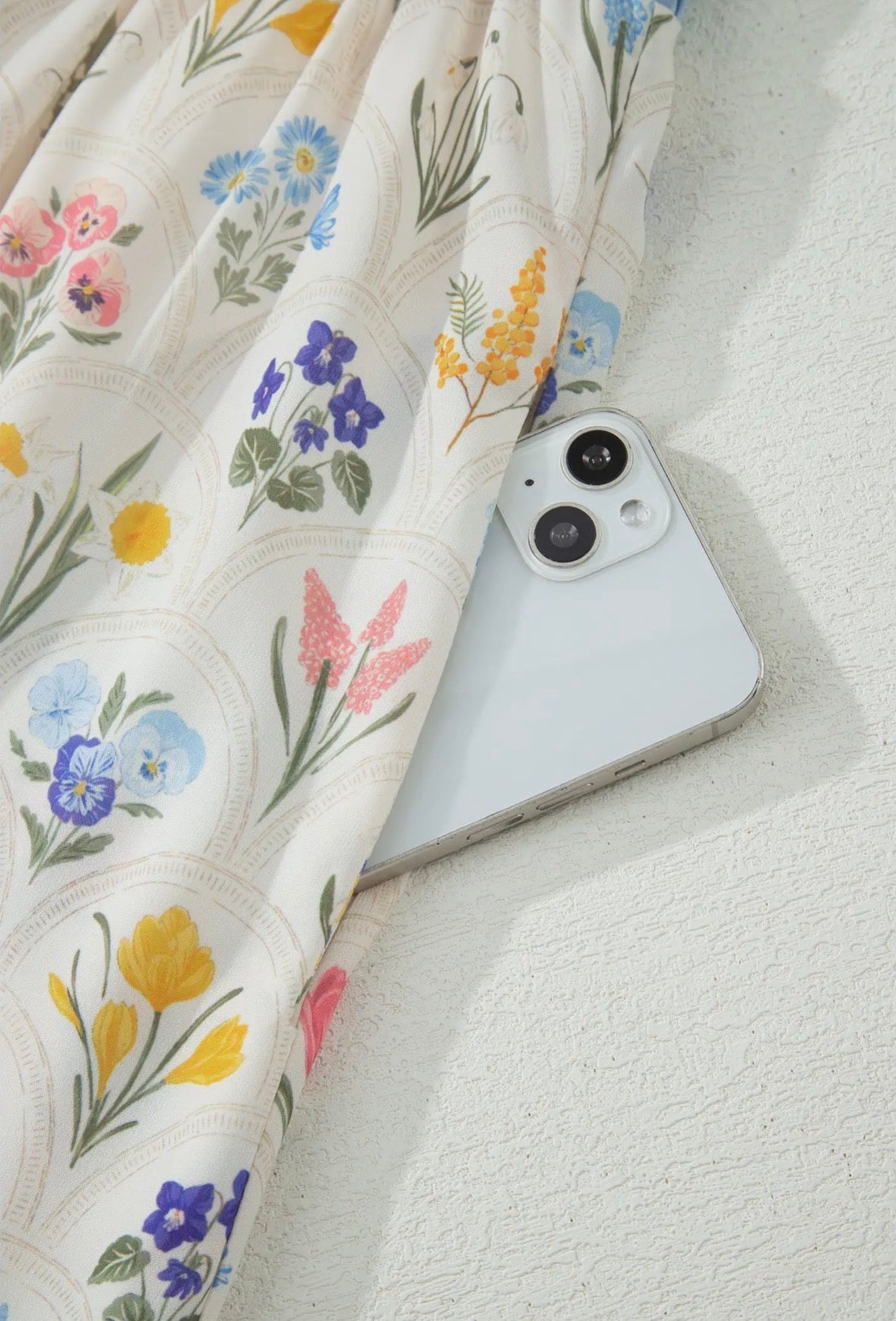 Floral Print Patchwork Square Neck Shirred Long Dress