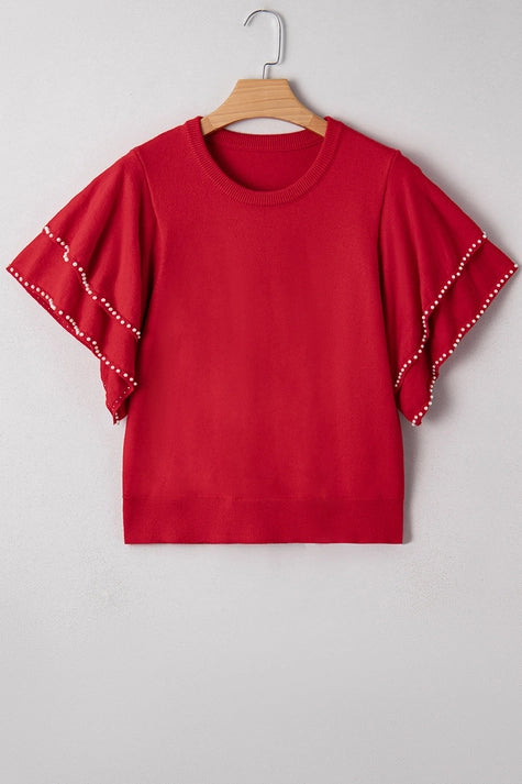 Ruffle Short Sleeve Sweater