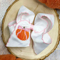 Coquette Pumpkin Embroidered Moonstitch Hair Bow | Clip or Headband