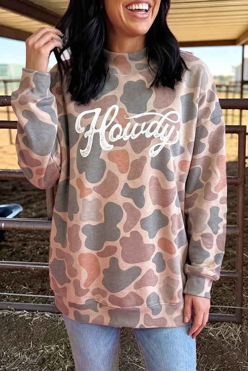 Camo Letter Long Sleeve Sweatshirt