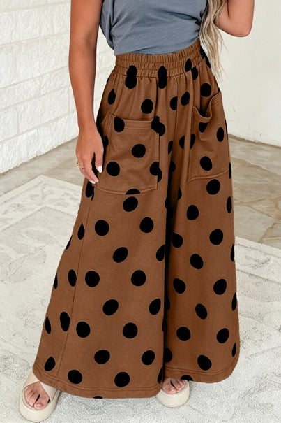 Polka Dot Wide Leg Elastic Waist Pants