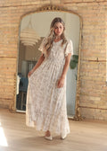 Isabella Pink Floral Cream Maxi Dress
