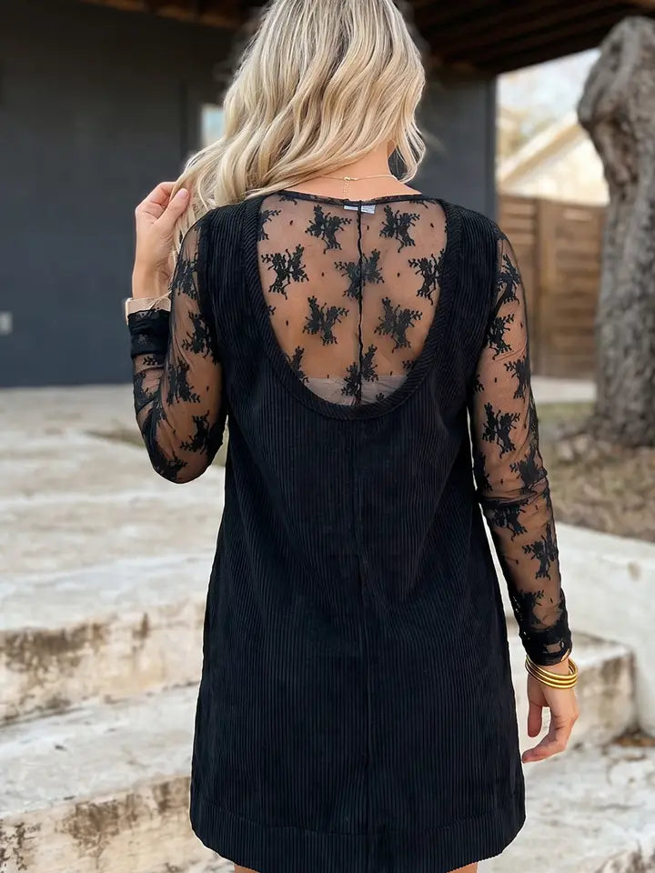 Corduroy Sleeveless Mini Dress with Patched Pockets