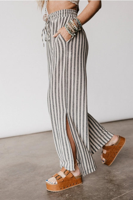 Ibiza Breeze Drawstring Pants - Taupe Black